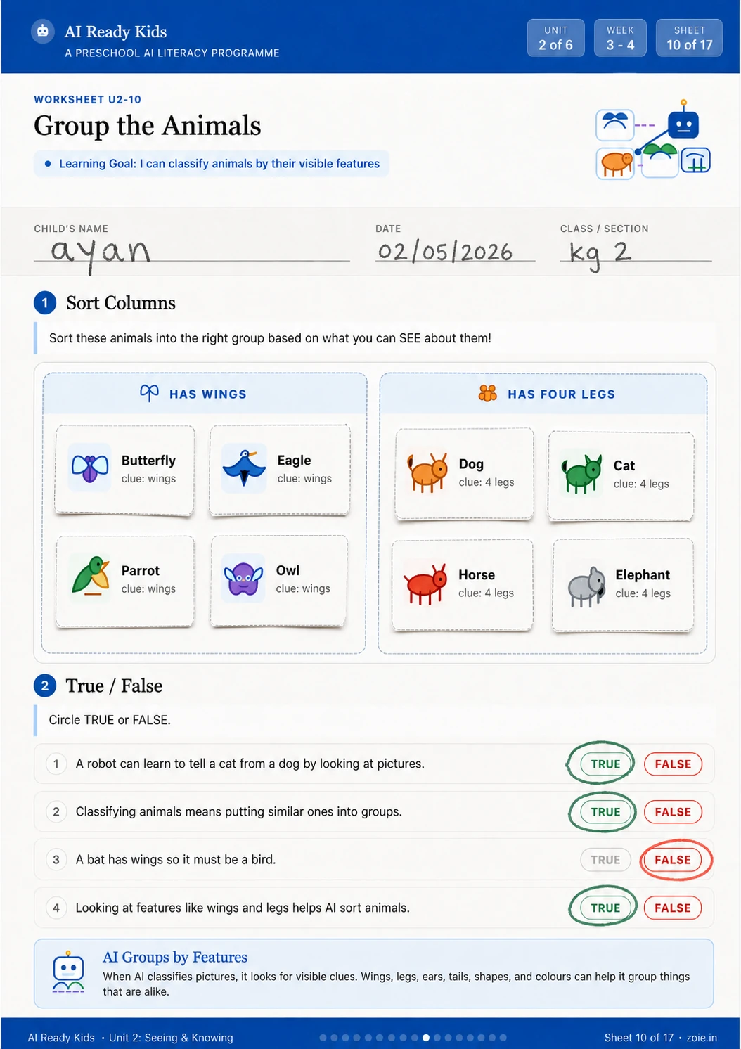 AI Ready Kids worksheet sample